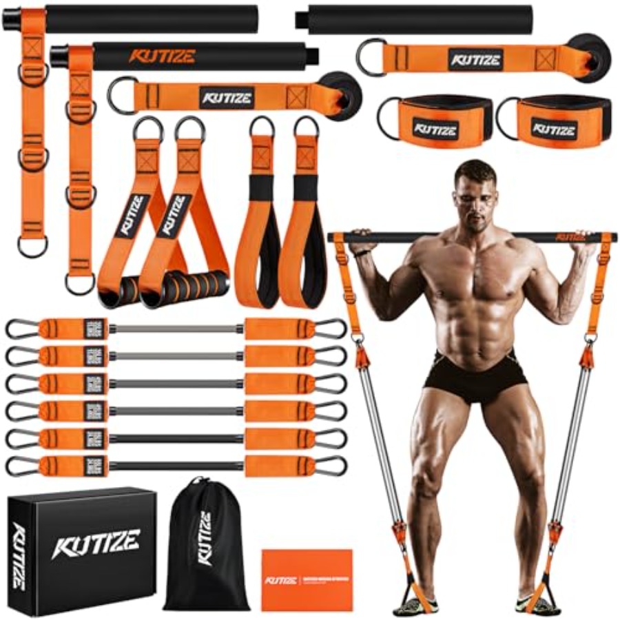 Heavy Equipment In - Pilates Bar Kit with Resistance Bands,