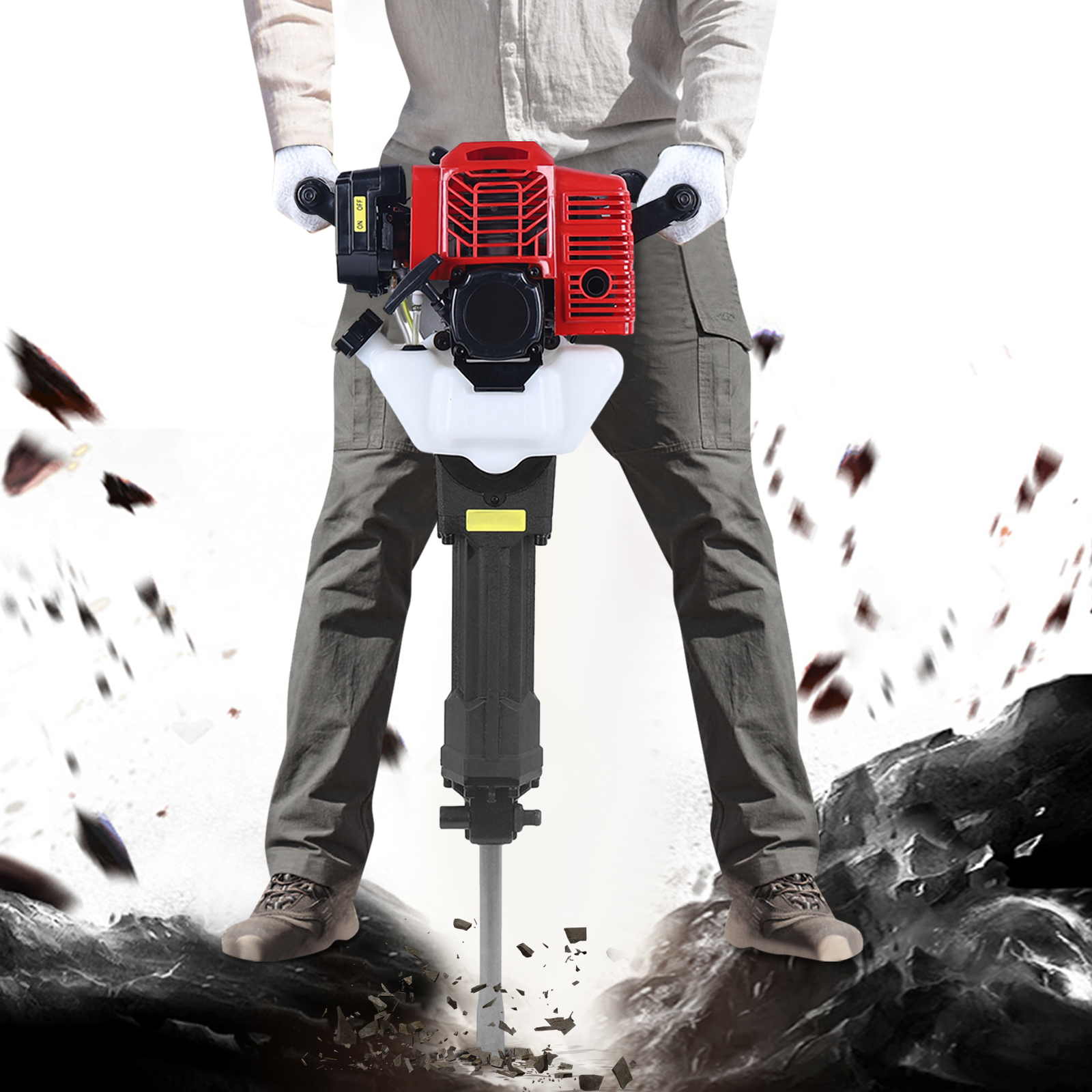 Concrete Breaker Demolition - 52CC 2-Stroke 1900W Gasoline Demolition Jack