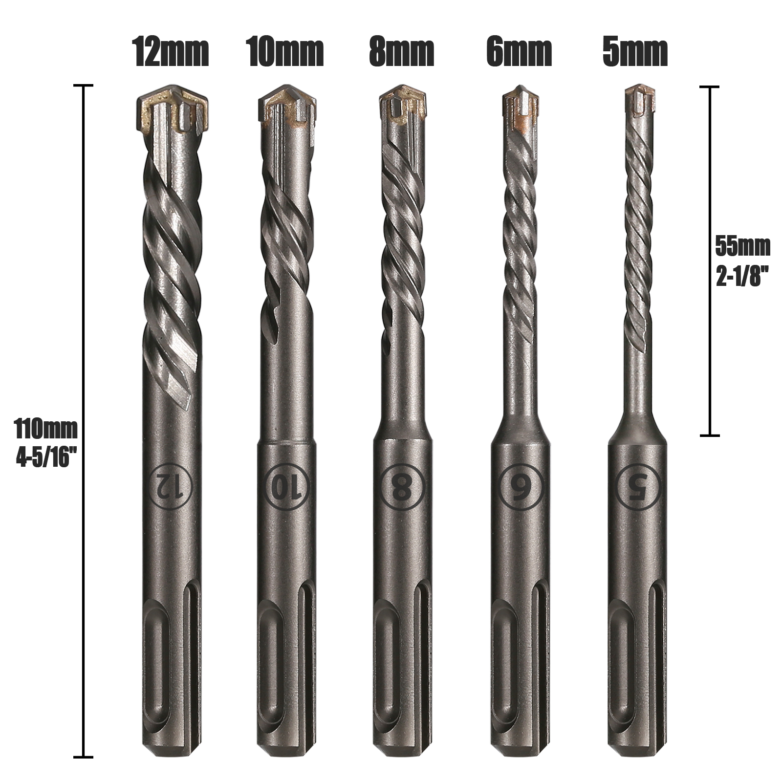 5Pcs/Set SDS PLUS Shank 5/6/8/ - Concrete Breaker Demolition 评论和价格
