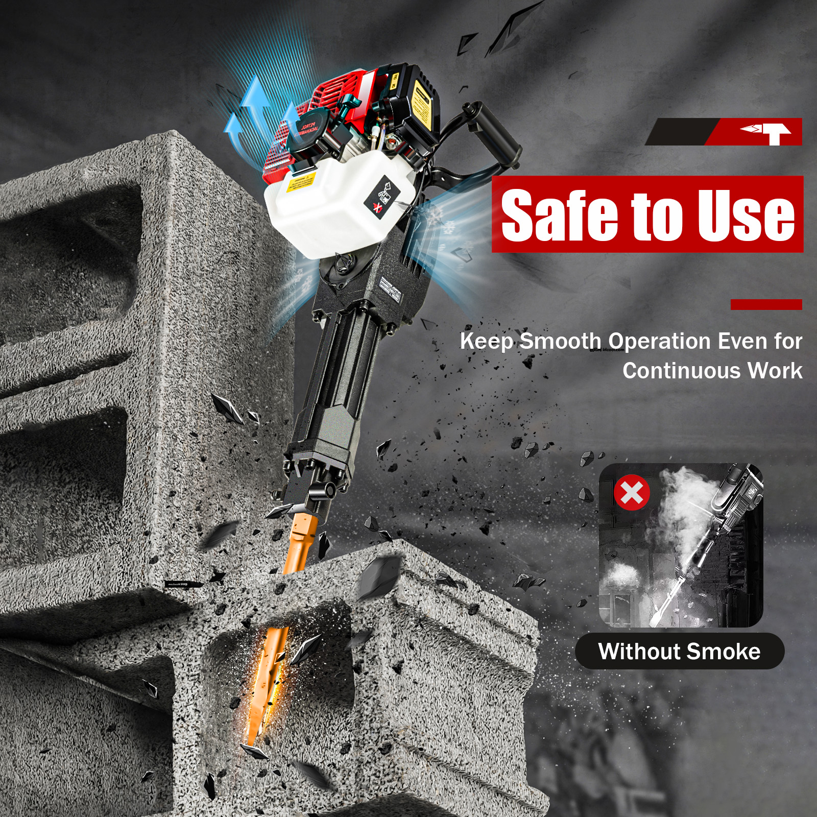 52CC 2-Stroke 1900W Gasoline D - Concrete Breaker Demolition 评论和价格