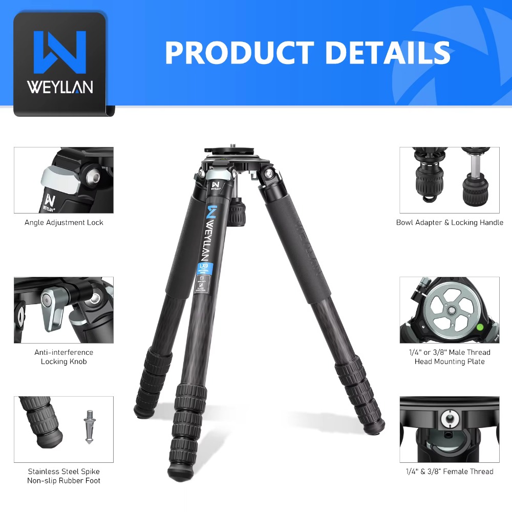 WEYLLAN LX9 Carbon Fiber Tripo - Heavy Equipment Video 评论和价格
